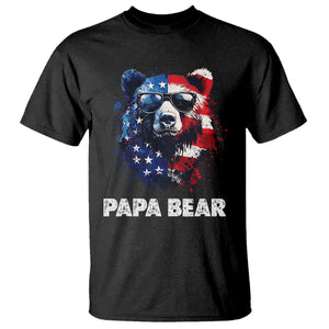 Papa Bear Father's Day T Shirt Patriotic American Flag 4th Of July