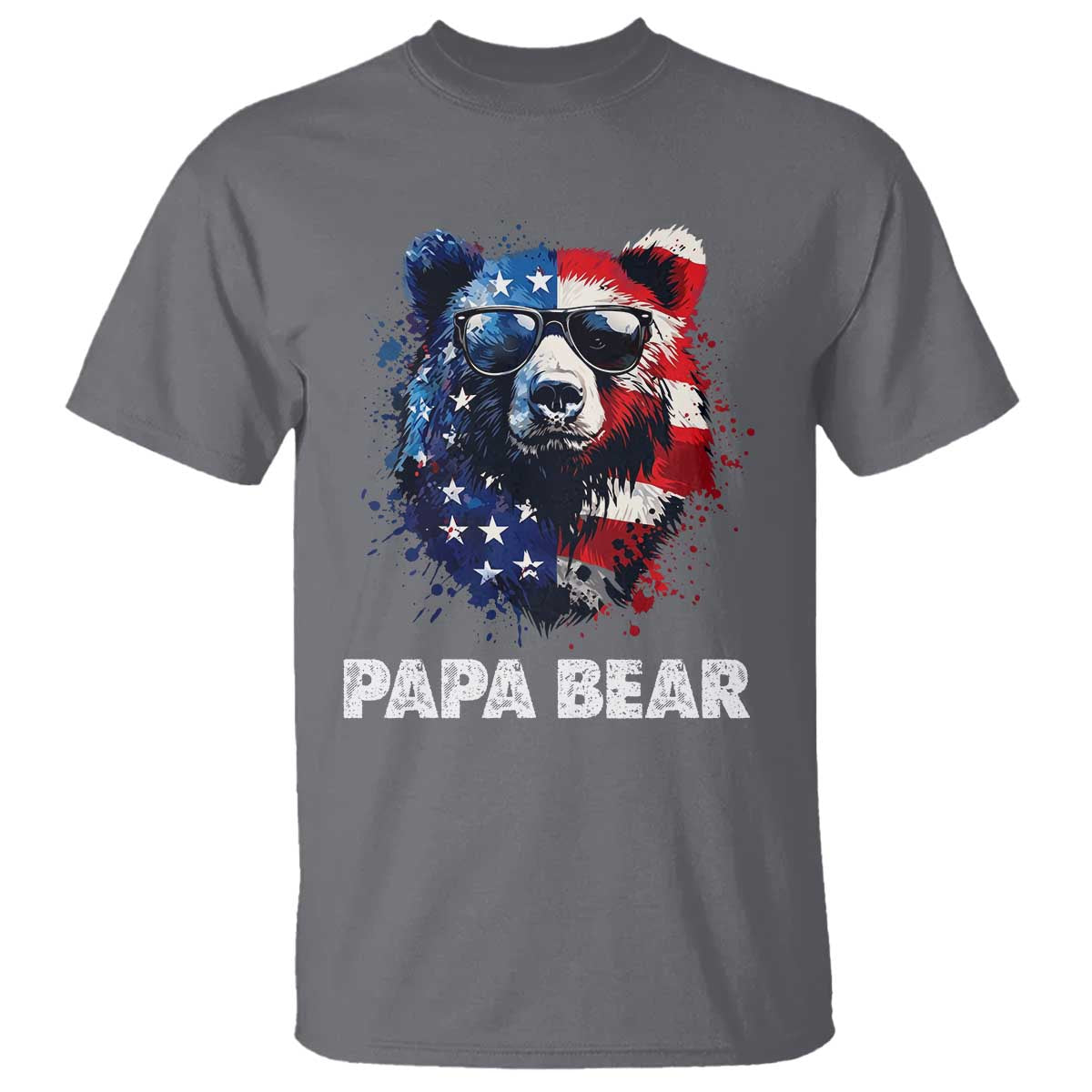 Papa Bear Father's Day T Shirt Patriotic American Flag 4th Of July