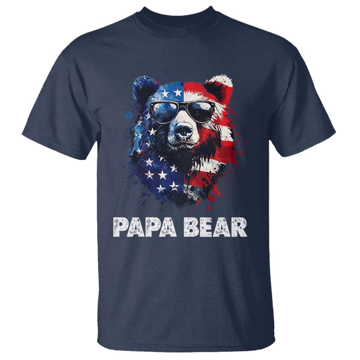 Papa Bear Father's Day T Shirt Patriotic American Flag 4th Of July