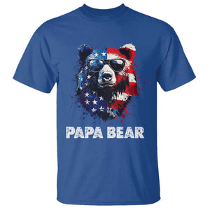 Papa Bear Father's Day T Shirt Patriotic American Flag 4th Of July