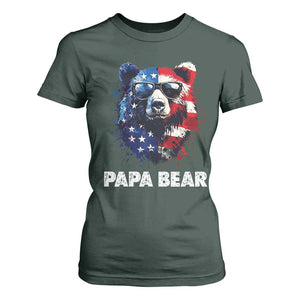 Papa Bear Father's Day T Shirt For Women Patriotic American Flag 4th Of July