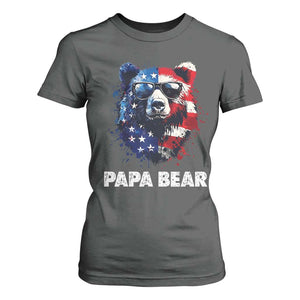 Papa Bear Father's Day T Shirt For Women Patriotic American Flag 4th Of July