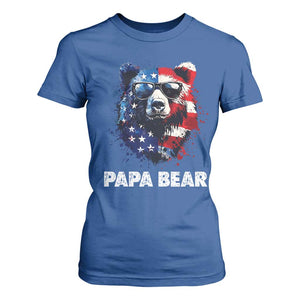 Papa Bear Father's Day T Shirt For Women Patriotic American Flag 4th Of July
