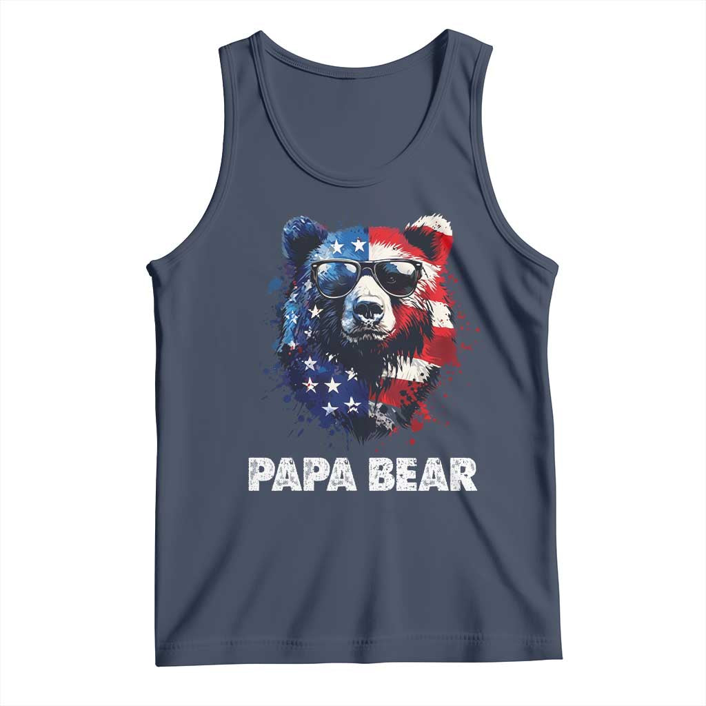 Papa Bear Father's Day Tank Top Patriotic American Flag 4th Of July