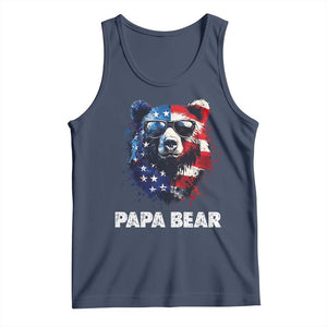 Papa Bear Father's Day Tank Top Patriotic American Flag 4th Of July