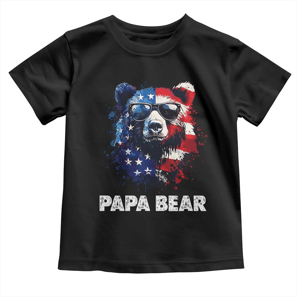Papa Bear Father's Day Toddler T Shirt Patriotic American Flag 4th Of July TS14 Black Print Your Wear