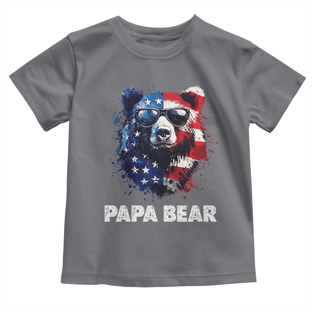Papa Bear Father's Day Toddler T Shirt Patriotic American Flag 4th Of July