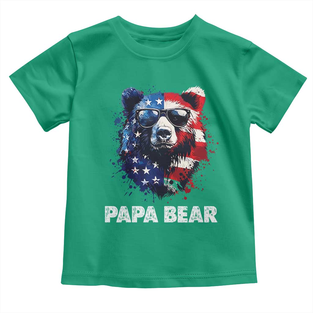 Papa Bear Father's Day Toddler T Shirt Patriotic American Flag 4th Of July