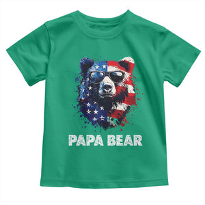 Papa Bear Father's Day Toddler T Shirt Patriotic American Flag 4th Of July