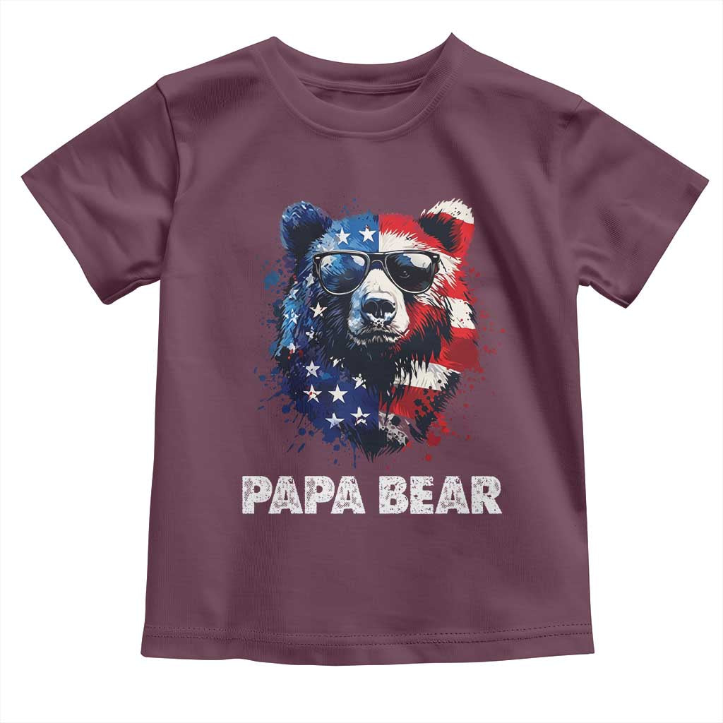 Papa Bear Father's Day Toddler T Shirt Patriotic American Flag 4th Of July