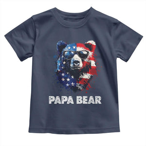 Papa Bear Father's Day Toddler T Shirt Patriotic American Flag 4th Of July