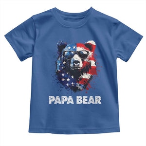 Papa Bear Father's Day Toddler T Shirt Patriotic American Flag 4th Of July