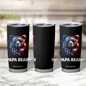 Papa Bear Father's Day Tumbler Cup Patriotic American Flag 4th Of July