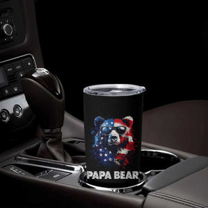 Papa Bear Father's Day Tumbler Cup Patriotic American Flag 4th Of July