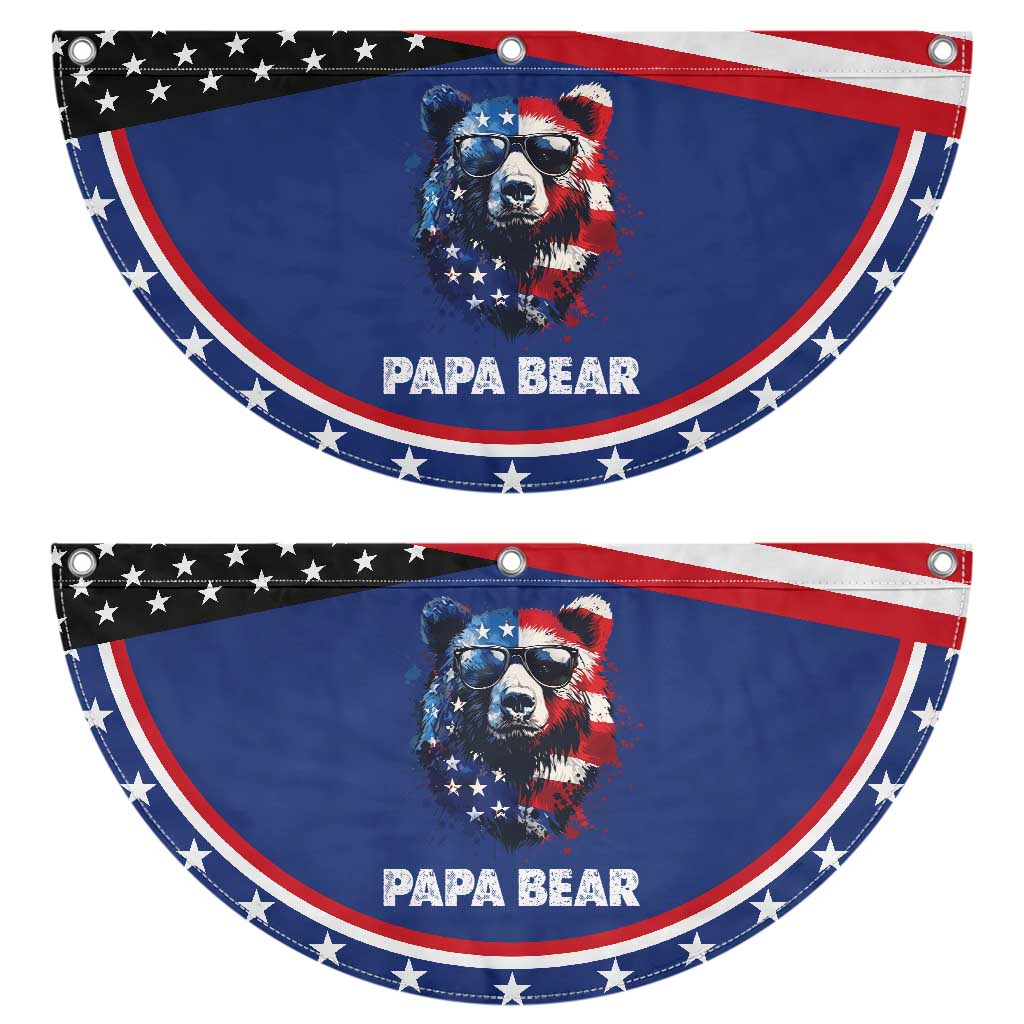 Papa Bear Father's Day Patriotic Fan Flag American Flag 4th Of July