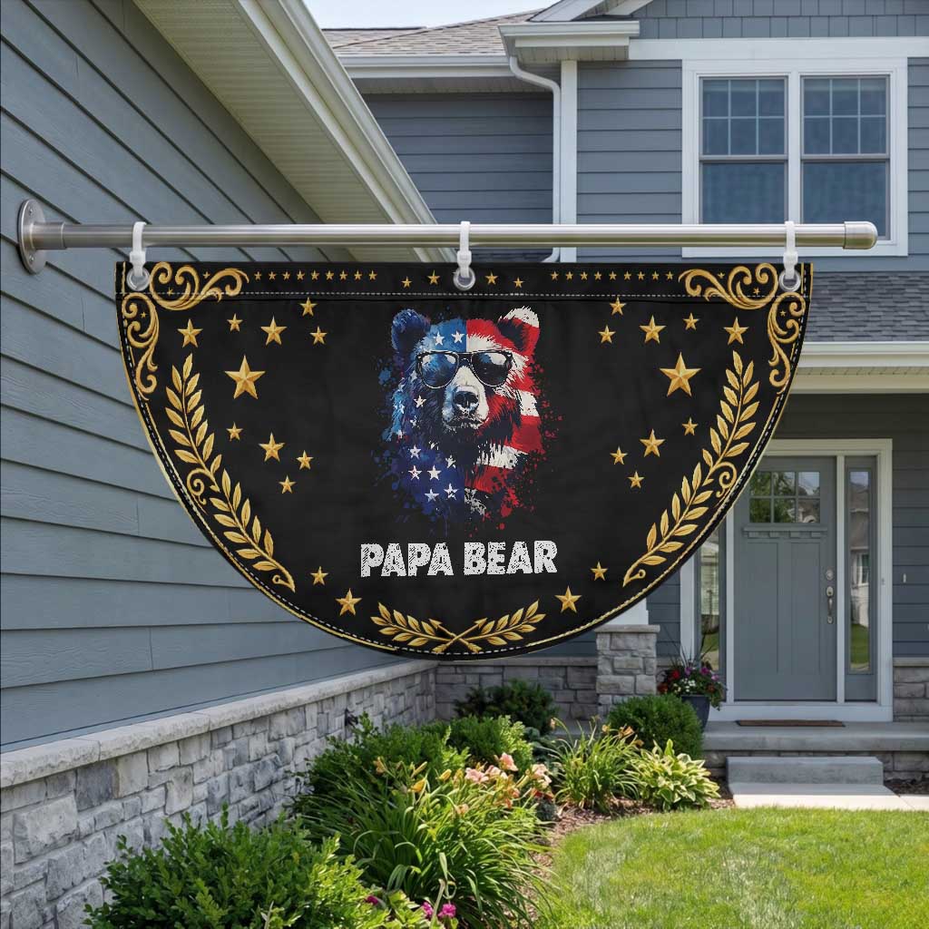 Papa Bear Father's Day Patriotic Fan Flag American Flag 4th Of July