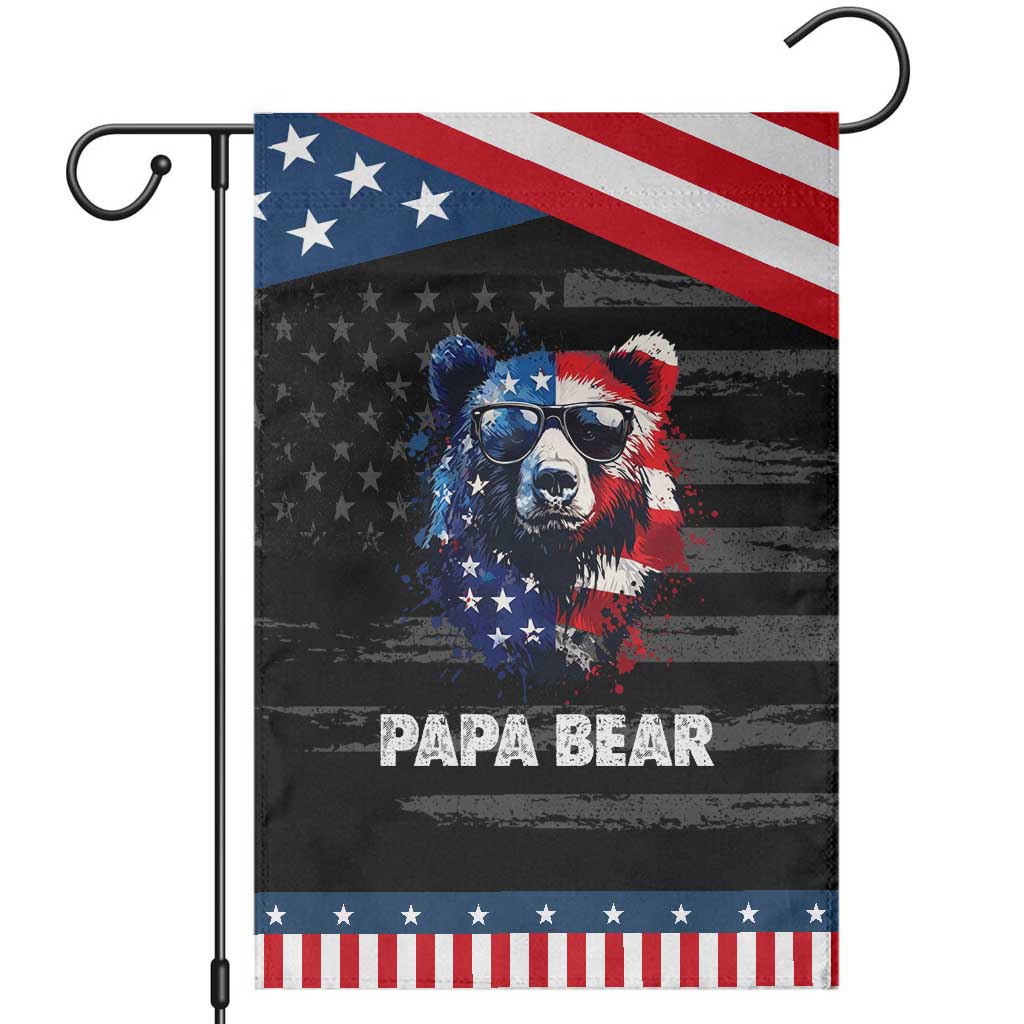 Papa Bear Father's Day Patriotic Garden Flag American Flag 4th Of July