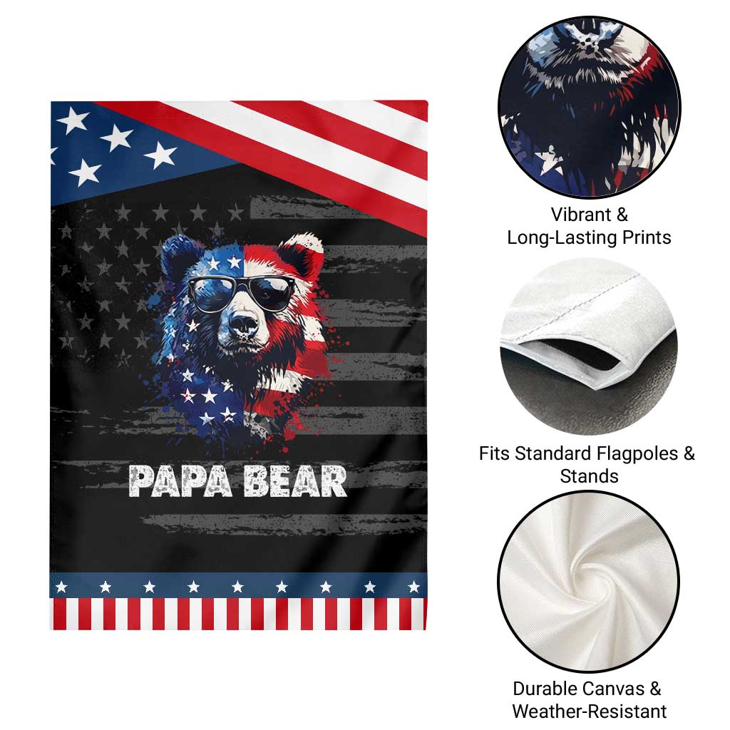 Papa Bear Father's Day Patriotic Garden Flag American Flag 4th Of July