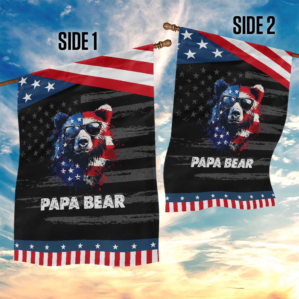 Papa Bear Father's Day Patriotic Garden Flag American Flag 4th Of July