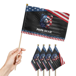 Papa Bear Father's Day Patriotic Handheld Flag American Flag 4th Of July
