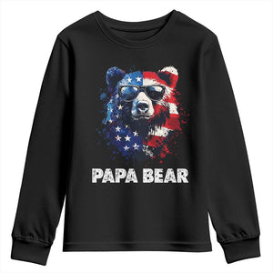Papa Bear Father's Day Youth Sweatshirt Patriotic American Flag 4th Of July