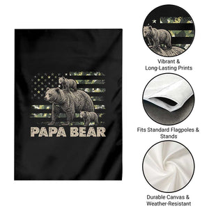 Papa Bear Father's Day Garden Flag Camouflage California Republic Flag Bear