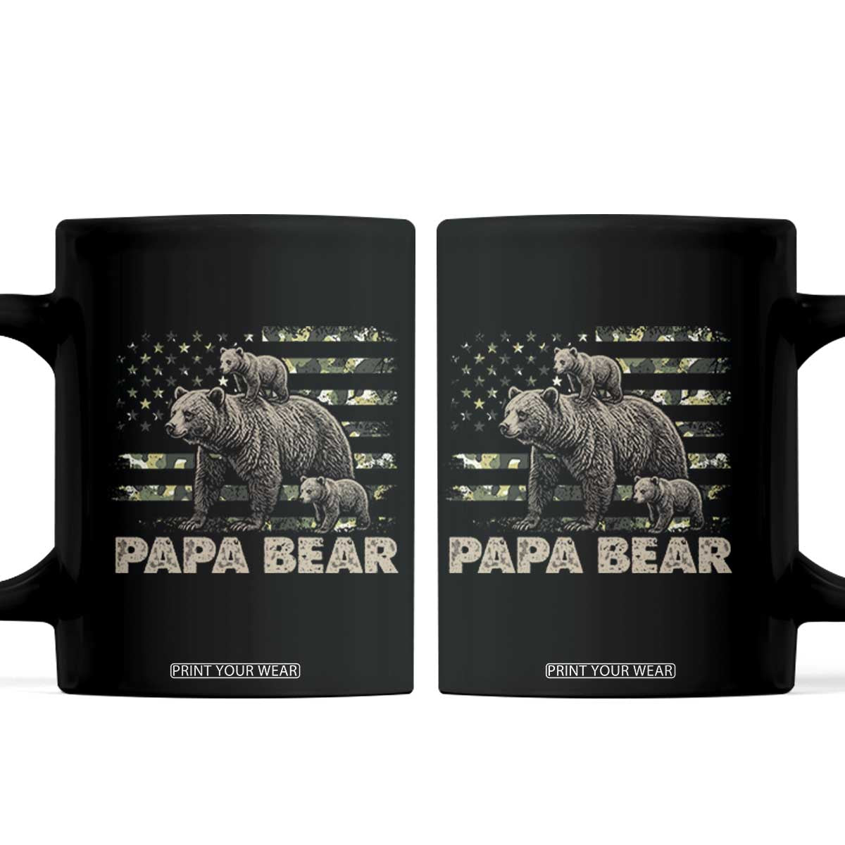 Papa Bear Father's Day Coffee Mug Camouflage California Republic Flag Bear