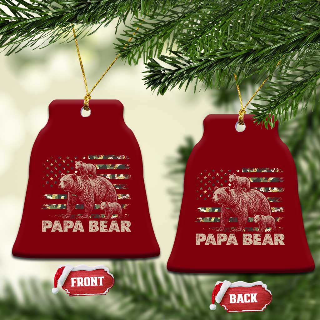 Papa Bear Father's Day Ceramic Ornament Camouflage California Republic Flag Bear