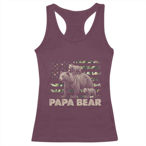 Papa Bear Father's Day Racerback Tank Top Camouflage California Republic Flag Bear