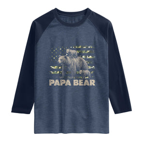 Papa Bear Father's Day Raglan Shirt Camouflage California Republic Flag Bear