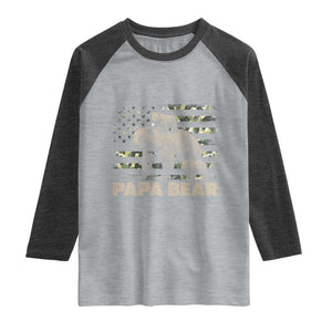 Papa Bear Father's Day Raglan Shirt Camouflage California Republic Flag Bear