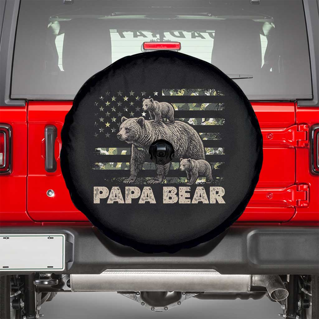 Papa Bear Father's Day Spare Tire Cover Camouflage California Republic Flag Bear
