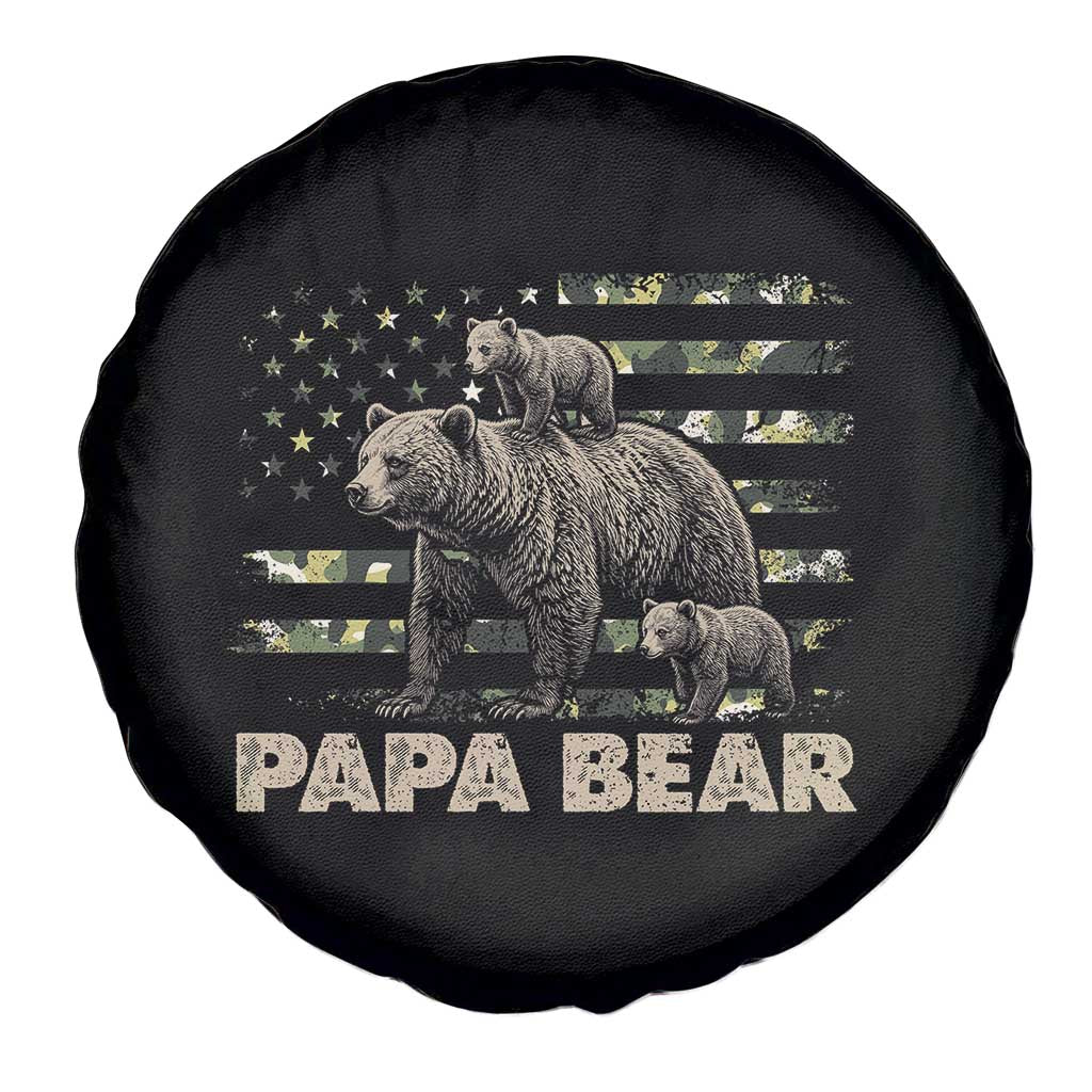 Papa Bear Father's Day Spare Tire Cover Camouflage California Republic Flag Bear