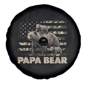 Papa Bear Father's Day Spare Tire Cover Camouflage California Republic Flag Bear