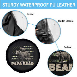 Papa Bear Father's Day Spare Tire Cover Camouflage California Republic Flag Bear