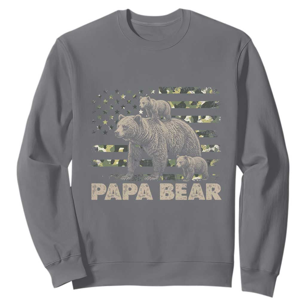 Papa Bear Father's Day Sweatshirt Camouflage California Republic Flag Bear