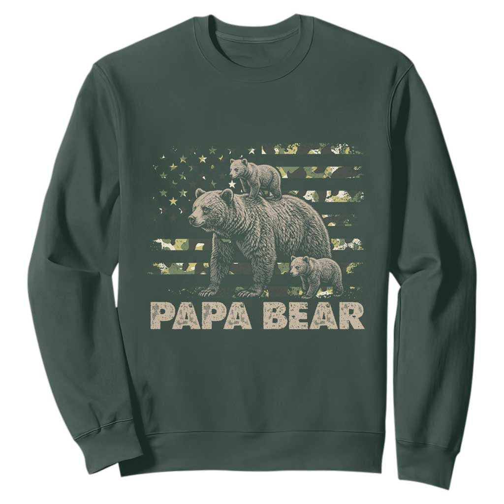Papa Bear Father's Day Sweatshirt Camouflage California Republic Flag Bear