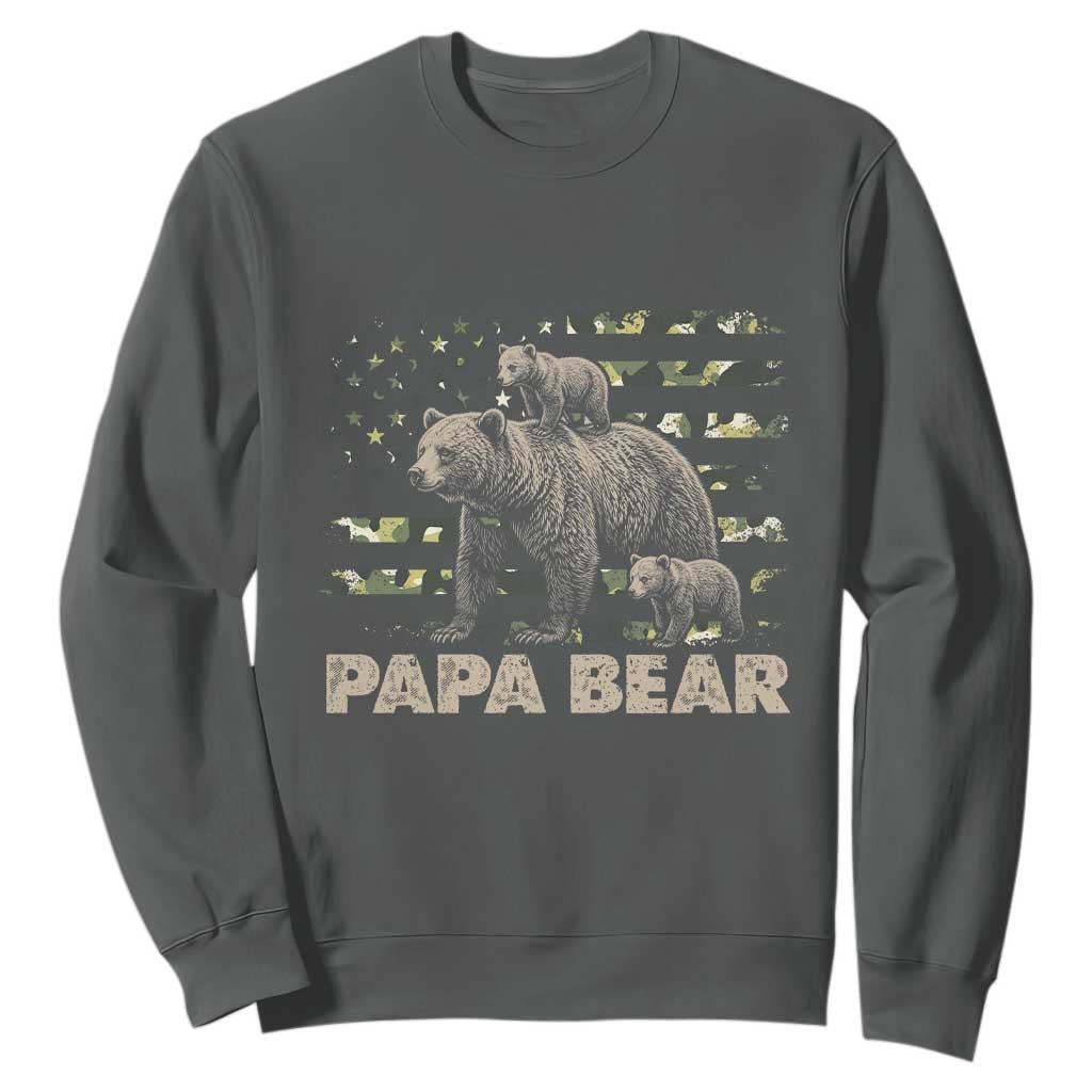 Papa Bear Father's Day Sweatshirt Camouflage California Republic Flag Bear