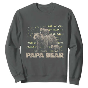Papa Bear Father's Day Sweatshirt Camouflage California Republic Flag Bear