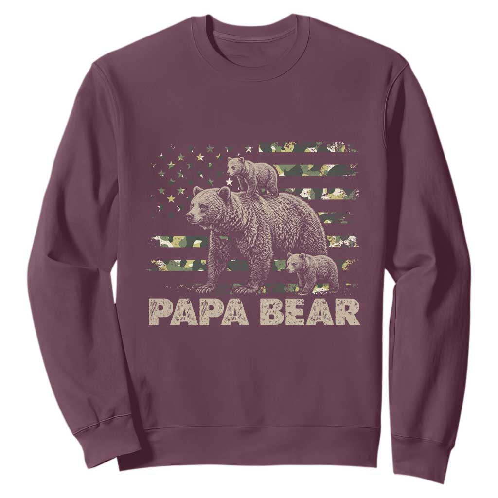 Papa Bear Father's Day Sweatshirt Camouflage California Republic Flag Bear