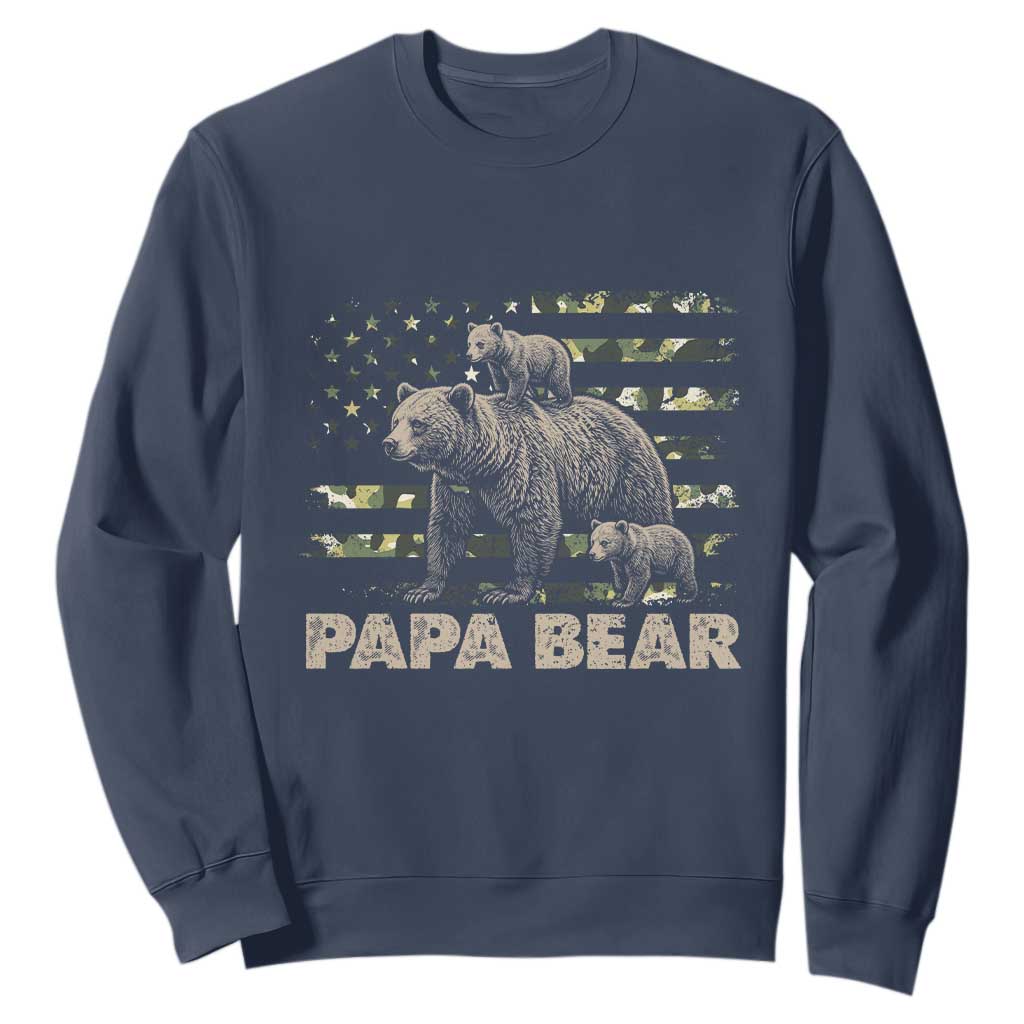 Papa Bear Father's Day Sweatshirt Camouflage California Republic Flag Bear