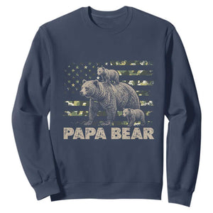Papa Bear Father's Day Sweatshirt Camouflage California Republic Flag Bear