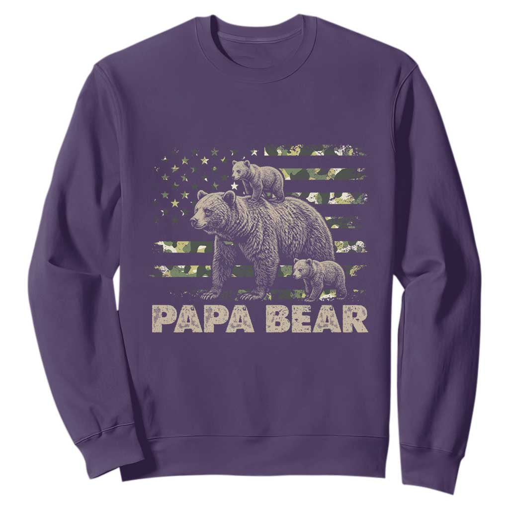 Papa Bear Father's Day Sweatshirt Camouflage California Republic Flag Bear