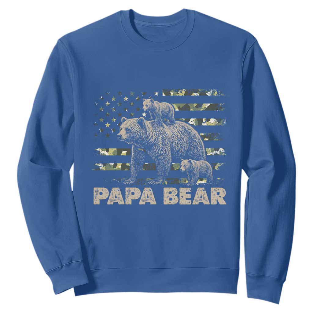 Papa Bear Father's Day Sweatshirt Camouflage California Republic Flag Bear