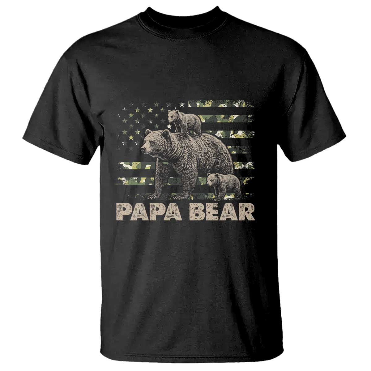 Papa Bear Father's Day T Shirt Camouflage California Republic Flag Bear TS14 Black Print Your Wear