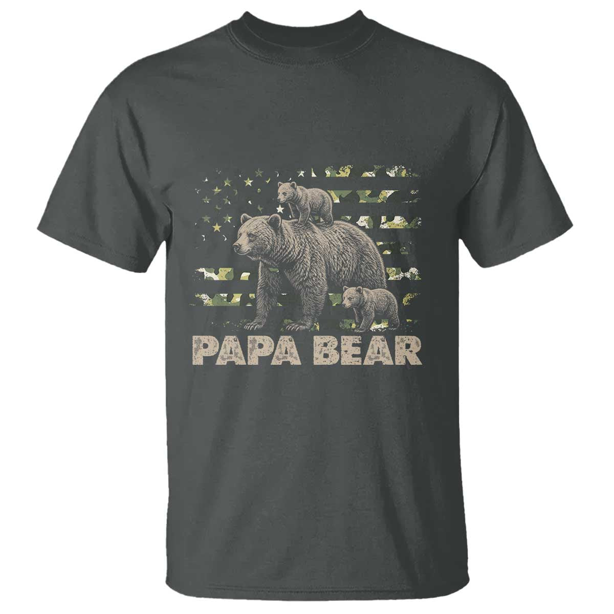 Papa Bear Father's Day T Shirt Camouflage California Republic Flag Bear
