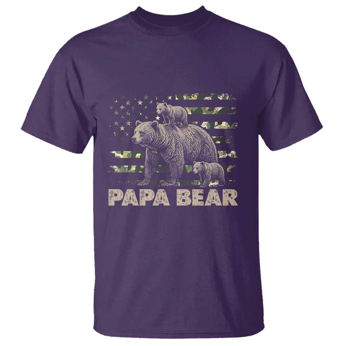 Papa Bear Father's Day T Shirt Camouflage California Republic Flag Bear