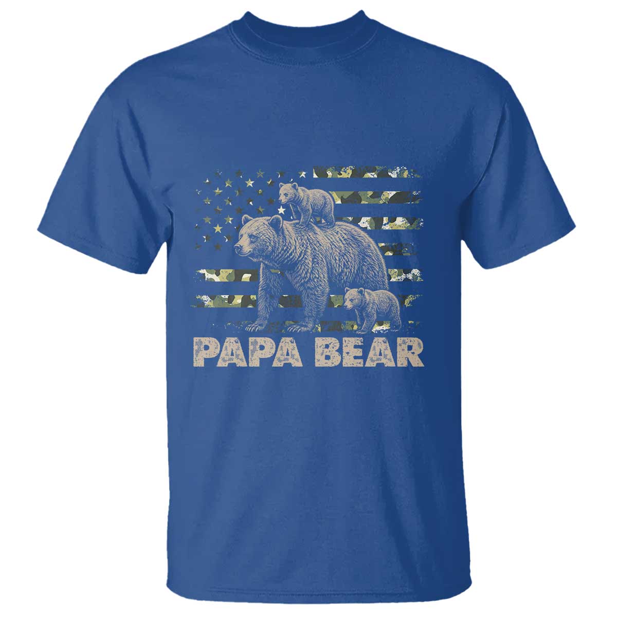 Papa Bear Father's Day T Shirt Camouflage California Republic Flag Bear