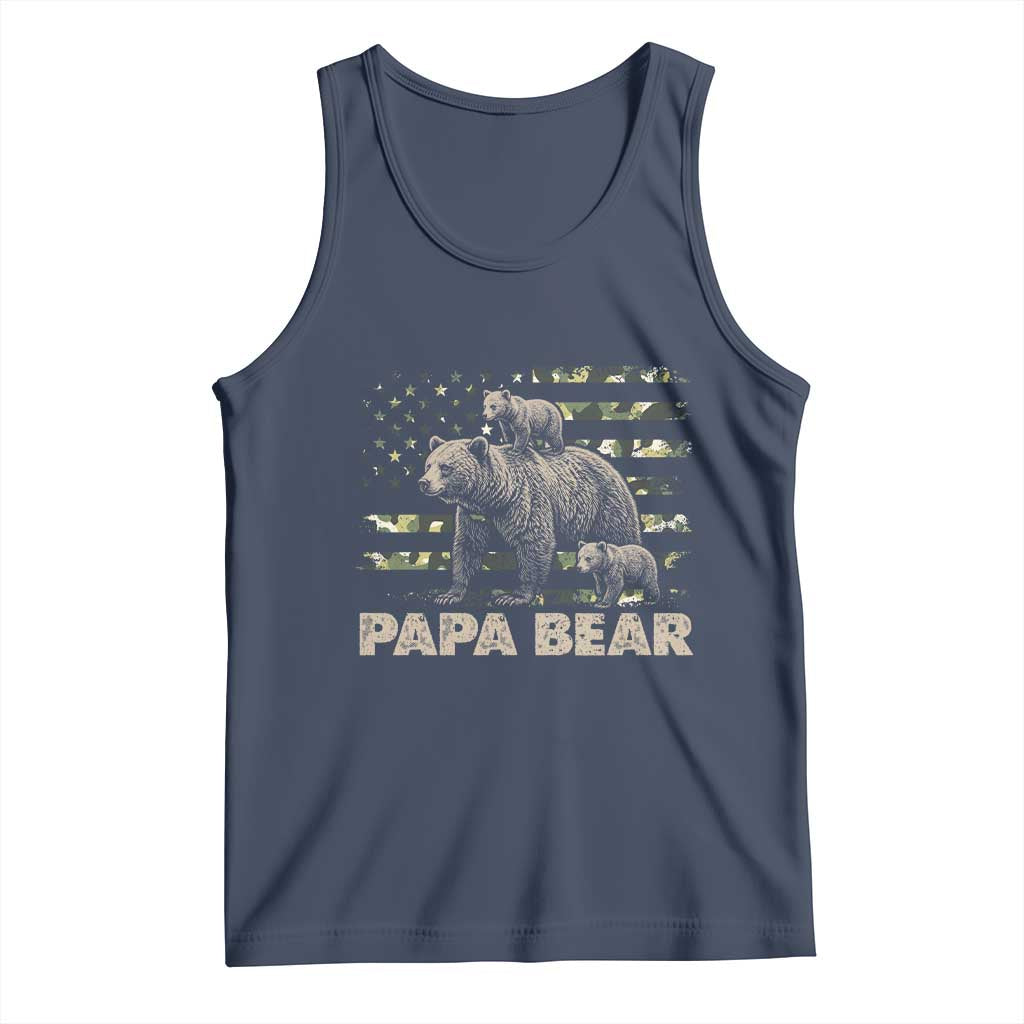 Papa Bear Father's Day Tank Top Camouflage California Republic Flag Bear