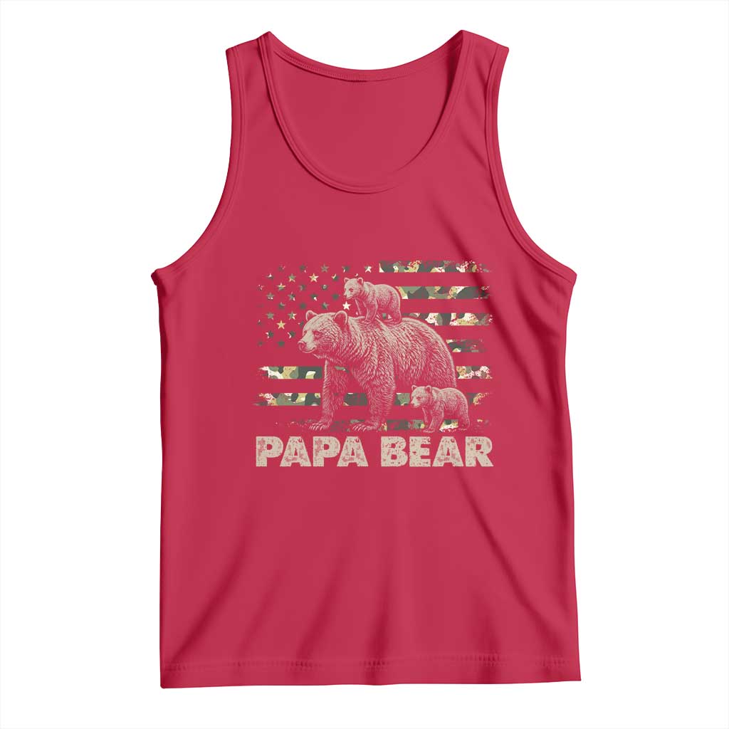 Papa Bear Father's Day Tank Top Camouflage California Republic Flag Bear